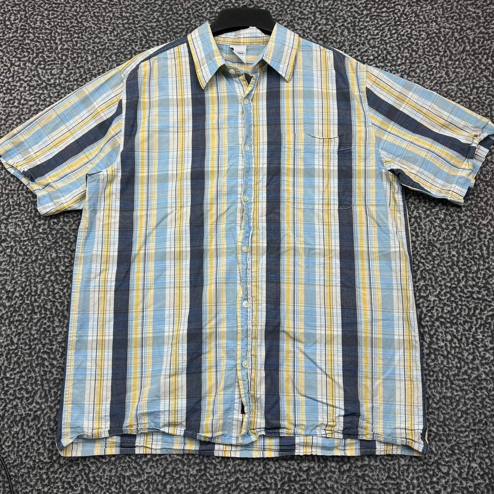 Old Navy Button Up Shirt Men Large Flannel Short Sleeve Collared Cotton L